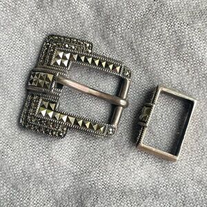 Judith Jack Signed Sterling Silver 925 Marcasites Women’s Belt Buckle
